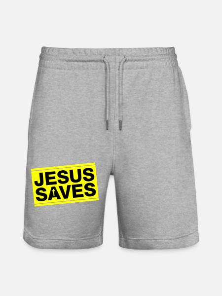 Jesus Rettet Spruch Christlich - Stanley/Stella Unisex Bio Joggingshorts Trainer  - Grau meliert