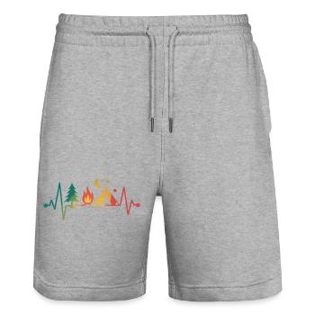 Campfire Camping Night Stars - Stanley/Stella Trainer Unisex Organic Jogging Shorts - heather grey - Front - Nik (191cm) & Marisol (170cm)