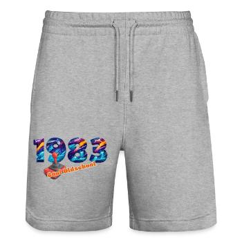 Jahrgang 1983 – Retro Joystick – Cool Oldschool - Stanley/Stella Unisex Bio Joggingshorts Trainer  - Grau meliert - Vorne - Nik (191cm) & Marisol (170cm)