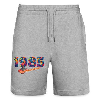 Jahrgang 1985 – Retro Joystick – Cool Oldschool - Stanley/Stella Unisex Bio Joggingshorts Trainer  - Grau meliert - Vorne - Nik (191cm) & Marisol (170cm)