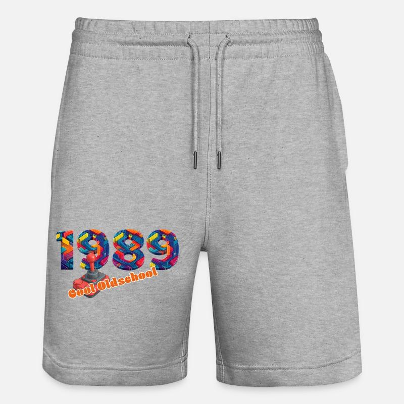 1989 – Retro Digital Gaming Stil - Stanley/Stella Unisex Bio Joggingshorts Trainer  - Grau meliert
