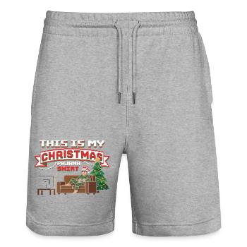 Joueur Pyjama de Noël Drôle Cool Épique Gamer - Short de jogging bio TRAINER Stanley/Stella unisexe - gris chiné - Devant - Nik (191cm) & Marisol (170cm)