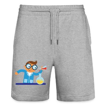 Héros du laboratoire de découverte de chimie - Short de jogging bio TRAINER Stanley/Stella unisexe - gris chiné - Devant - Nik (191cm) & Marisol (170cm)