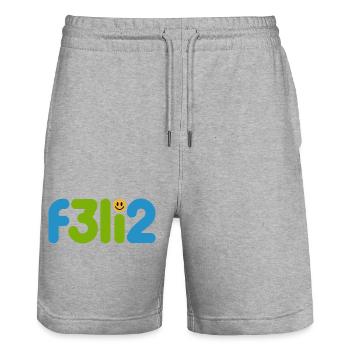 F3li2 Buntes Glyphen-Logo - Stanley/Stella Unisex Bio Joggingshorts Trainer  - Grau meliert - Vorne - Nik (191cm) & Marisol (170cm)
