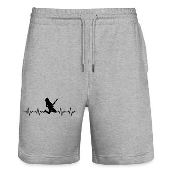 Rock Music ECG Heartbeat - Short de jogging bio TRAINER Stanley/Stella unisexe - gris chiné - Devant - Nik (191cm) & Marisol (170cm)