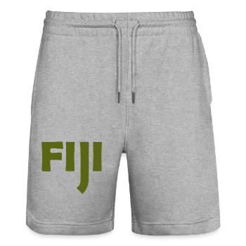 Fiji - Fiji - Islands - Pacific - South Seas - Stanley/Stella Trainer Unisex Organic Jogging Shorts - heather grey - Front - Nik (191cm) & Marisol (170cm)