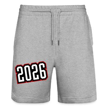 2026 - Stanley/Stella Trainer Unisex Organic Jogging Shorts - heather grey - Front - Nik (191cm) & Marisol (170cm)