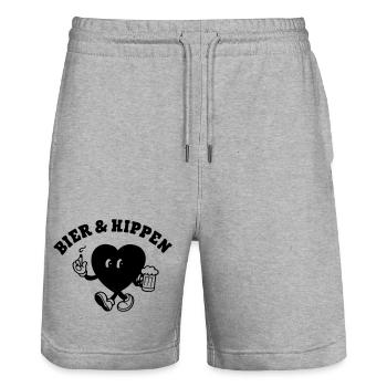 Beer and cigarettes - Stanley/Stella Trainer Unisex Organic Jogging Shorts - heather grey - Front - Nik (191cm) & Marisol (170cm)