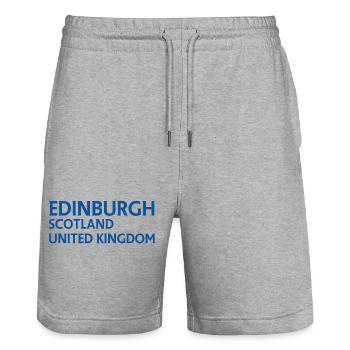 Édimbourg – Écosse Textdesign - Short de jogging bio TRAINER Stanley/Stella unisexe - gris chiné - Devant - Nik (191cm) & Marisol (170cm)