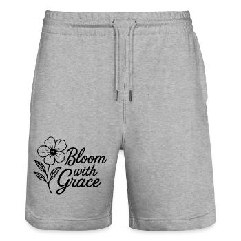 Éclore avec grâce - Short de jogging bio TRAINER Stanley/Stella unisexe - gris chiné - Devant - Nik (191cm) & Marisol (170cm)