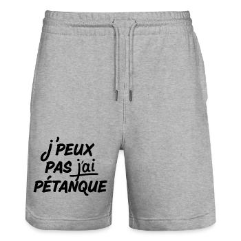 pétanque, fan de pétanque, bouliste - Short de jogging bio TRAINER Stanley/Stella unisexe - gris chiné - Devant - Nik (191cm) & Marisol (170cm)