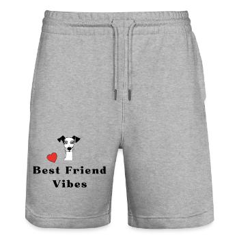 Best friend vibes - Stanley/Stella Unisex Bio Joggingshorts Trainer  - Grau meliert - Vorne - Nik (191cm) & Marisol (170cm)