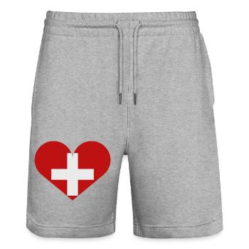 Drapeau suisse - Short de jogging bio TRAINER Stanley/Stella unisexe - gris chiné - Devant - Nik (191cm) & Marisol (170cm)