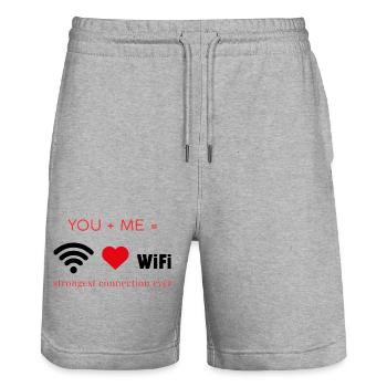 You + Me – Strongest Connection Valentinstag Shirt - Stanley/Stella Unisex Bio Joggingshorts Trainer  - Grau meliert - Vorne - Nik (191cm) & Marisol (170cm)
