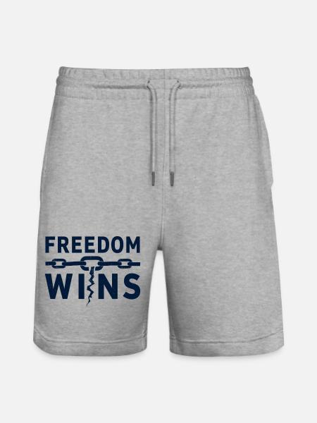 Freedom Wins: Freedom breaks chains - Stanley/Stella Trainer Unisex Organic Jogging Shorts - heather grey