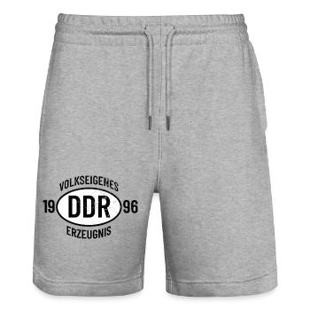DDR Geburtstag Shirt, Hoodie, Tasse Jahrgang 1996 - Stanley/Stella Unisex Bio Joggingshorts Trainer  - Grau meliert - Vorne - Nik (191cm) & Marisol (170cm)