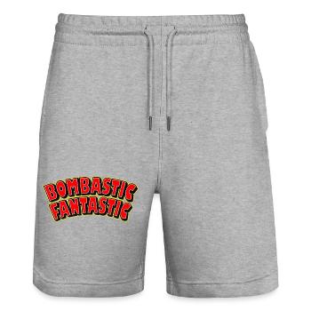 Bombastic Fantastic - Stanley/Stella Trainer Unisex Organic Jogging Shorts - heather grey - Front - Nik (191cm) & Marisol (170cm)