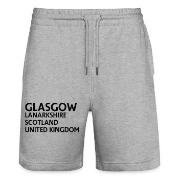 Glasgow – Scotland Textdesign - Stanley/Stella Unisex Bio Joggingshorts Trainer  - Grau meliert - Vorne - Nik (191cm) & Marisol (170cm)