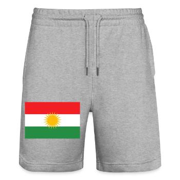 Kurdistan Flag Sun Star - Stanley/Stella Trainer Unisex Organic Jogging Shorts - heather grey - Front - Nik (191cm) & Marisol (170cm)
