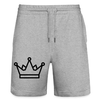 Vecteur de contour de couronne minimaliste - Short de jogging bio TRAINER Stanley/Stella unisexe - gris chiné - Devant - Nik (191cm) & Marisol (170cm)