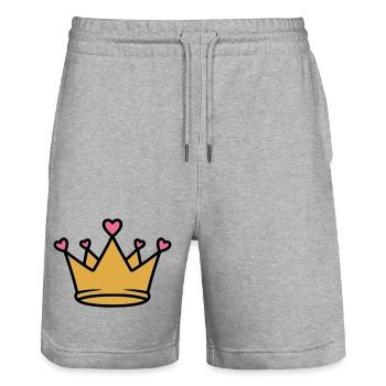 Princesse mignonne Vector des Cœurs de la Couronne - Short de jogging bio TRAINER Stanley/Stella unisexe - gris chiné - Devant - Nik (191cm) & Marisol (170cm)