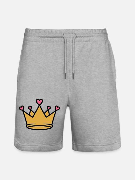 Cute Princess Crown Hearts Vector - Stanley/Stella Trainer Unisex Organic Jogging Shorts - heather grey