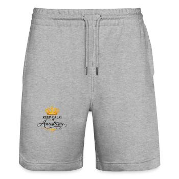 Keep Calm Anastasia Crown - Stanley/Stella Trainer Unisex Organic Jogging Shorts - heather grey - Front - Nik (191cm) & Marisol (170cm)