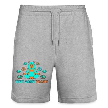Ne t’inquiète pas, sois capy yoga - Short de jogging bio TRAINER Stanley/Stella unisexe - gris chiné - Devant - Nik (191cm) & Marisol (170cm)
