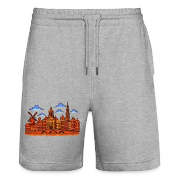 Amsterdam Skyline - Short de jogging bio TRAINER Stanley/Stella unisexe - gris chiné - Devant - Nik (191cm) & Marisol (170cm)