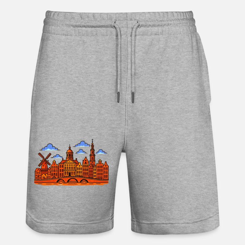 Amsterdam Skyline  - Stanley/Stella Unisex Bio Joggingshorts Trainer  - Grau meliert
