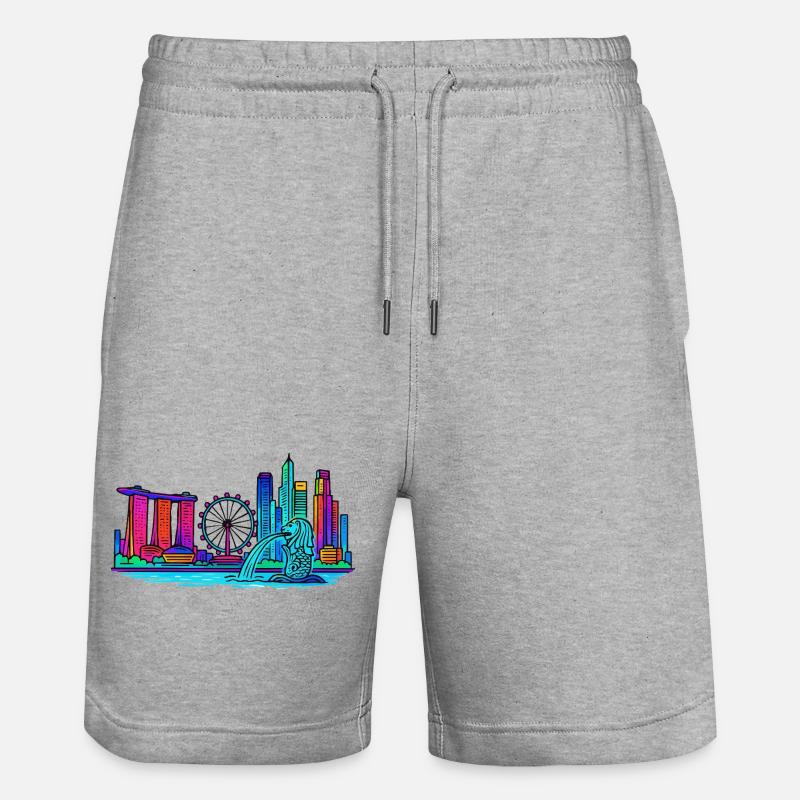 Skyline de Singapour - Short de jogging bio TRAINER Stanley/Stella unisexe - gris chiné