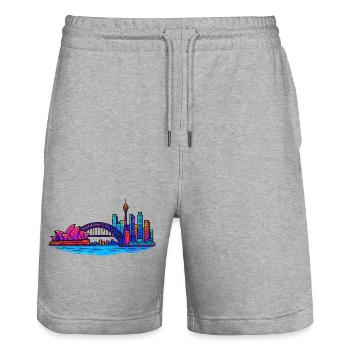 Skyline Sydney - Stanley/Stella Unisex Bio Joggingshorts Trainer  - Grau meliert - Vorne - Nik (191cm) & Marisol (170cm)