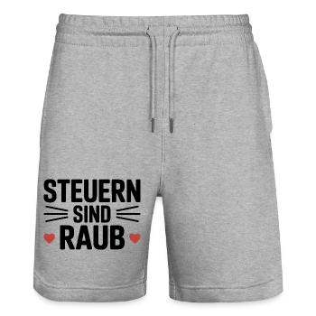 Steuern sind Raub - Funny Steuer Meme - Stanley/Stella Unisex Bio Joggingshorts Trainer  - Grau meliert - Vorne - Nik (191cm) & Marisol (170cm)