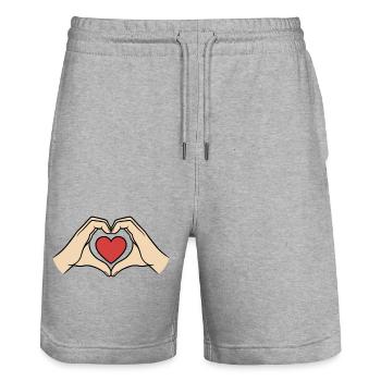 Hände Herz Geste Liebe Freundschaft - Stanley/Stella Unisex Bio Joggingshorts Trainer  - Grau meliert - Vorne - Nik (191cm) & Marisol (170cm)