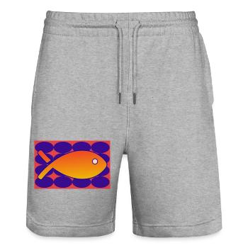 FISCH. SARDINE. APRILSCHERZ. MEER. OZEAN - Stanley/Stella Unisex Bio Joggingshorts Trainer  - Grau meliert - Vorne - Nik (191cm) & Marisol (170cm)