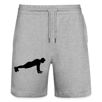 Push-up Fitness Silhouette - Stanley/Stella Trainer Unisex Organic Jogging Shorts - heather grey - Front - Nik (191cm) & Marisol (170cm)
