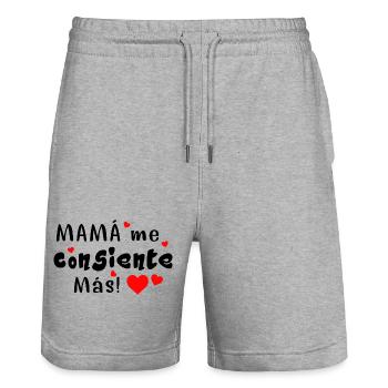 Mama verwöhnt mich noch mehr - Stanley/Stella Unisex Bio Joggingshorts Trainer  - Grau meliert - Vorne - Nik (191cm) & Marisol (170cm)