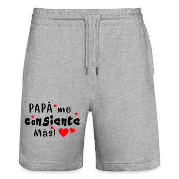 Daddy spoils me more - Stanley/Stella Trainer Unisex Organic Jogging Shorts - heather grey - Front - Nik (191cm) & Marisol (170cm)