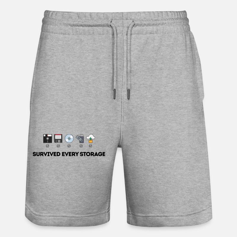 Data Storage Evolution - Tech Icons - Stanley/Stella Trainer Unisex Organic Jogging Shorts - heather grey