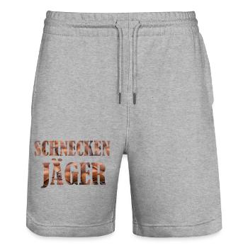 SCHNECKENJäGER Schnecken Garten gärtnern Kleingart - Stanley/Stella Unisex Bio Joggingshorts Trainer  - Grau meliert - Vorne - Nik (191cm) & Marisol (170cm)