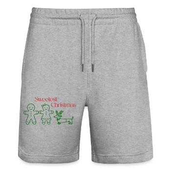 Christmas – Gingerbread Friends & Dachshund - Stanley/Stella Trainer Unisex Organic Jogging Shorts - heather grey - Front - Nik (191cm) & Marisol (170cm)