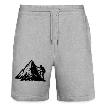 Mountaineer Symbol Mountains - Stanley/Stella Trainer Unisex Organic Jogging Shorts - heather grey - Front - Nik (191cm) & Marisol (170cm)