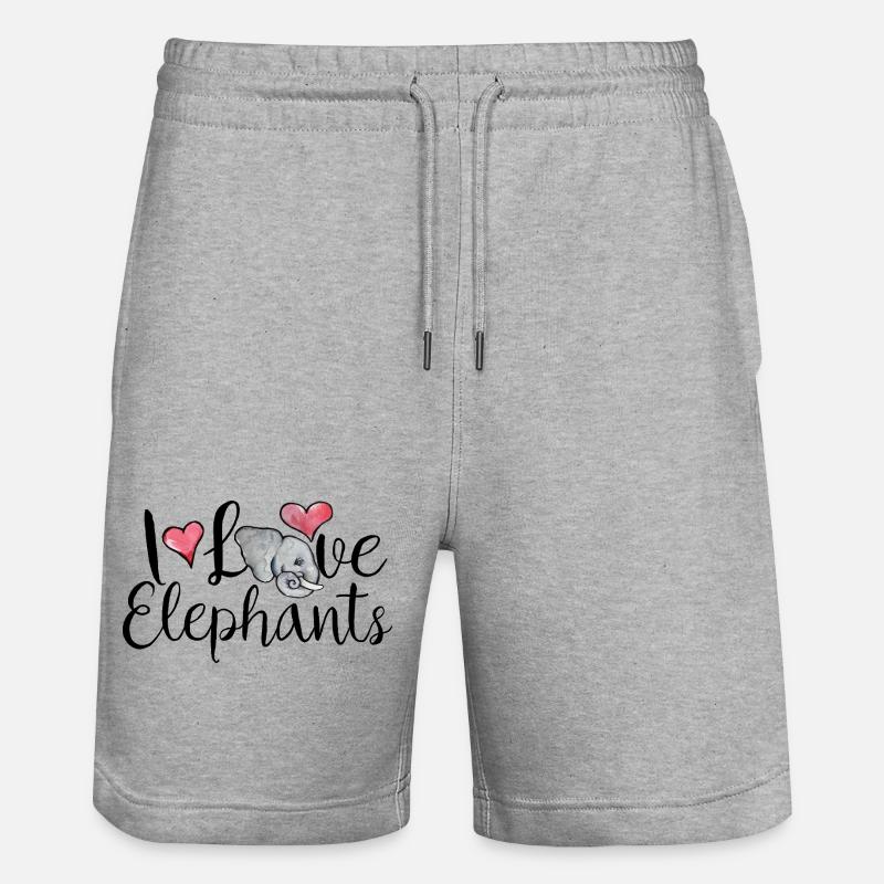 Cœurs d’éléphant aquarelle - Short de jogging bio TRAINER Stanley/Stella unisexe - gris chiné