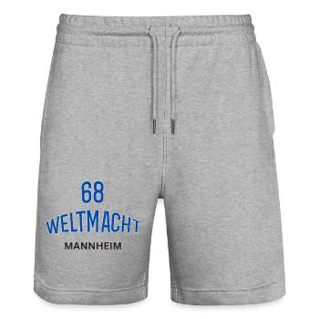 68 Weltmacht Mannheim - Stanley/Stella Unisex Bio Joggingshorts Trainer  - Grau meliert - Vorne - Nik (191cm) & Marisol (170cm)