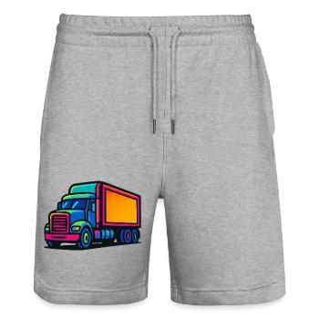 Bande dessinée Truck - Short de jogging bio TRAINER Stanley/Stella unisexe - gris chiné - Devant - Nik (191cm) & Marisol (170cm)