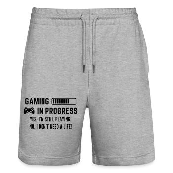 Ja, ich spiele immer noch. Nein, ich brauche kein Leben - Stanley/Stella Unisex Bio Joggingshorts Trainer  - Grau meliert - Vorne - Nik (191cm) & Marisol (170cm)