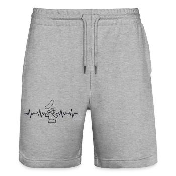 Pizzaiolo Pizza Machine Pizza ECG Heartbeat - Short de jogging bio TRAINER Stanley/Stella unisexe - gris chiné - Devant - Nik (191cm) & Marisol (170cm)