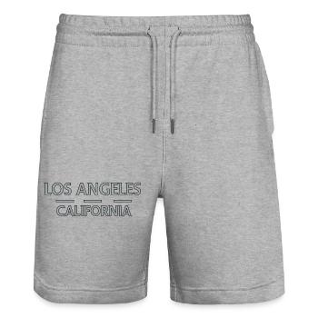 Lignes de Los Angeles Californie - Short de jogging bio TRAINER Stanley/Stella unisexe - gris chiné - Devant - Nik (191cm) & Marisol (170cm)