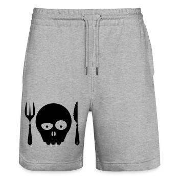 ENJOY_YOUR_MEAL-BON_APPETIT - Stanley/Stella Unisex Bio Joggingshorts Trainer  - Grau meliert - Vorne - Nik (191cm) & Marisol (170cm)