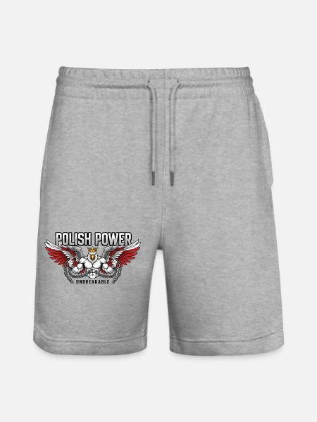 Polish Power - Husaria Gym Beast - Stanley/Stella Trainer Unisex Organic Jogging Shorts - heather grey